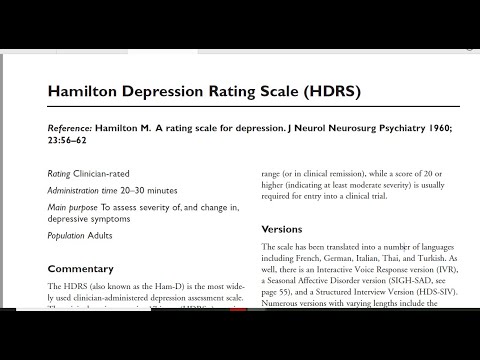 Hamilton Rating Scale for Depression: Online Assessment Tool